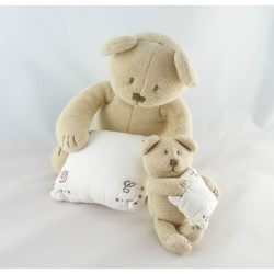 Doudou Ours boule beige vichy rose JACADI