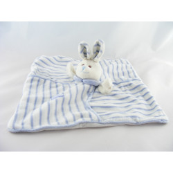 Doudou plat lapin blanc bleu BUKOWSKI