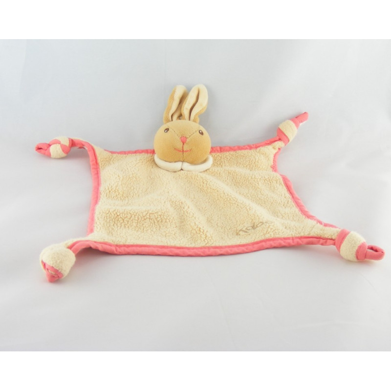 Doudou plat noeuds lapin beige rose Kaloo