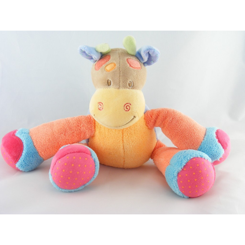 Doudou musical vache orange bleu vert NATTOU