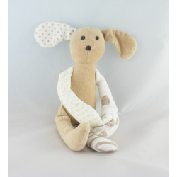 Doudou chien ours blanc marron cocard VERTBAUDET