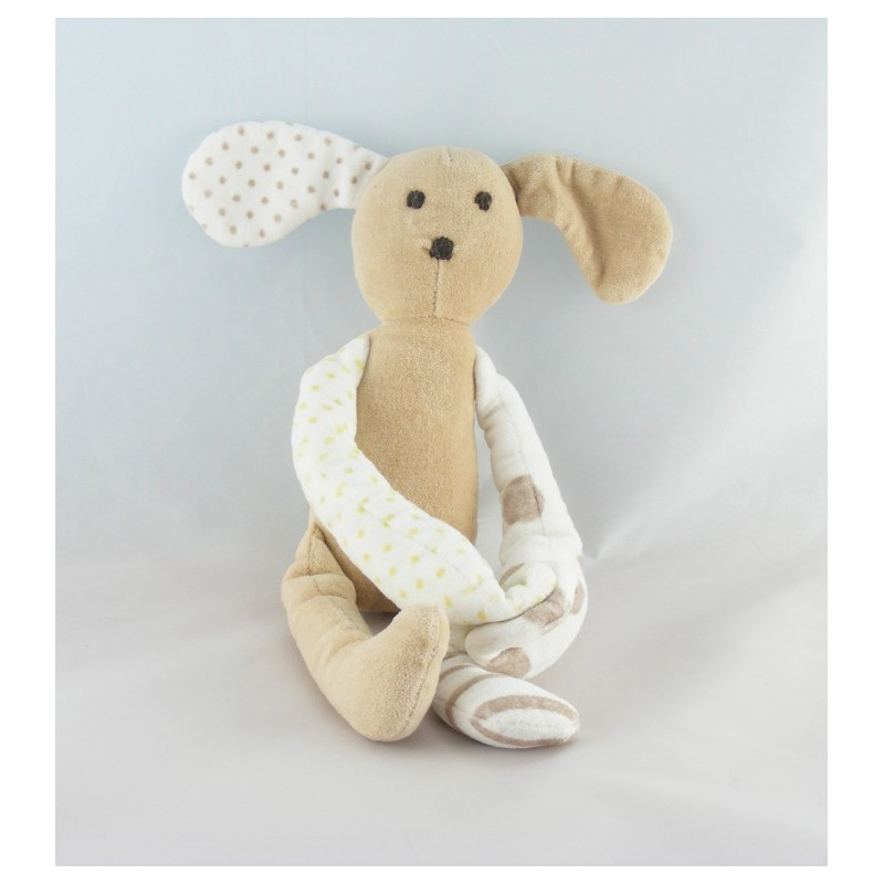 Doudou chien ours blanc marron cocard VERTBAUDET