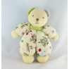 Doudou ours boule ecru vert NOUNOURS