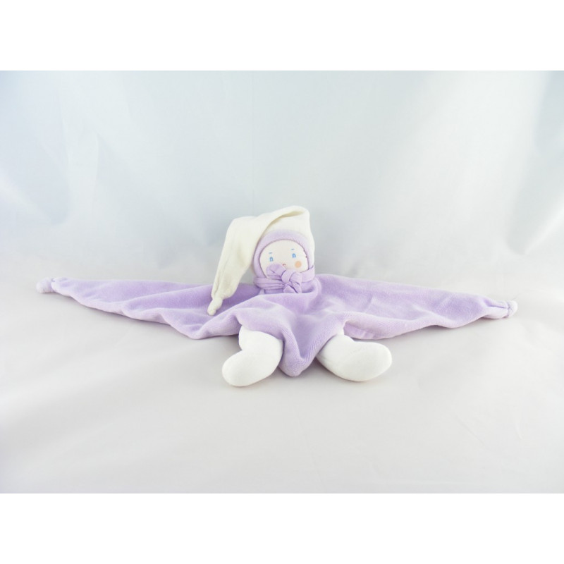 Doudou plat triangle lapin bleu jaune mon premier NOUNOURS