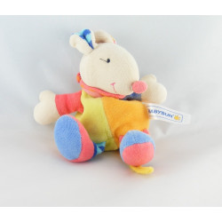 Doudou plat souris orange vert bleu rose BABYSUN