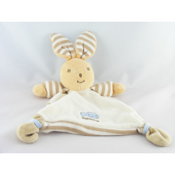 Doudou plat lapin beige marron TAKINOU