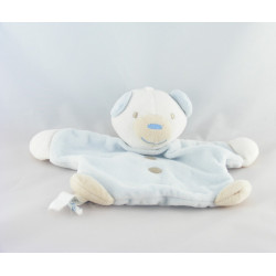 Doudou plat ours bleu jaune cocard bleu SUCRE D'ORGE