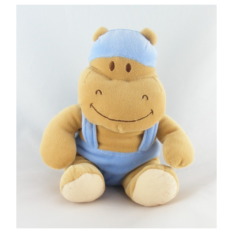 doudou hippopotame salopette et bonnet bleu ASTM