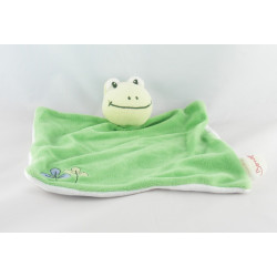 Doudou plat grenouille verte bleu trèfle BENGY