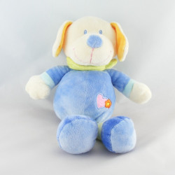 Doudou Plat rond chien bleu coeur rose NICOTOY