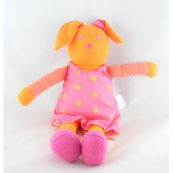 Doudou lapin orange robe rose à pois COROLLE