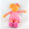 Doudou lapin orange robe rose à pois COROLLE