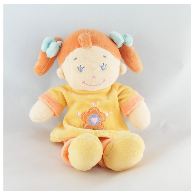 Doudou poupée fille rose vert  fleurs nattes KIABI NICOTOY