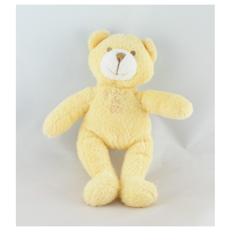 Doudou plat ours blanc beige GRAIN DE BLE