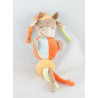 Doudou plat marionnette girafe vache marron bleu orange NATTOU  