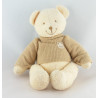 Doudou ours beige pull laine blanc NICOTOY