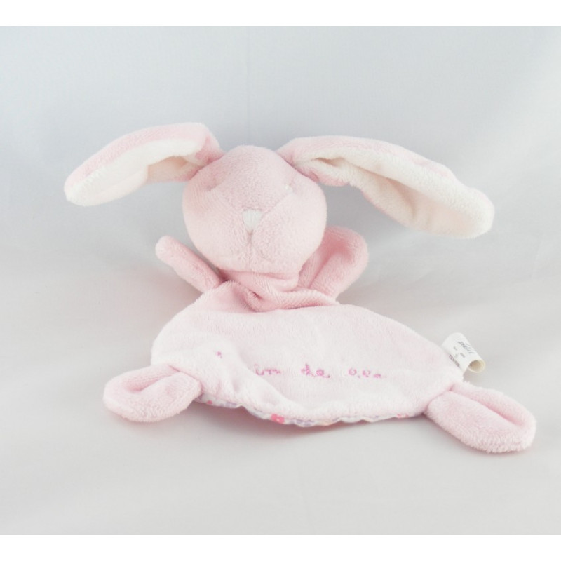 Doudou plat lapin rose GRAIN DE BLE