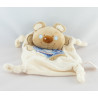 Doudou plat ours beige blanc salopette rose rayé TIAMO COLLECTION