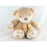 Doudou ours orange écharpe rayé BABYSUN