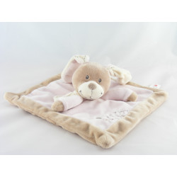 Doudou plat carré lapin beige bleu NICOTOY