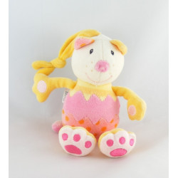 Doudou chat jaune rose BABYSUN