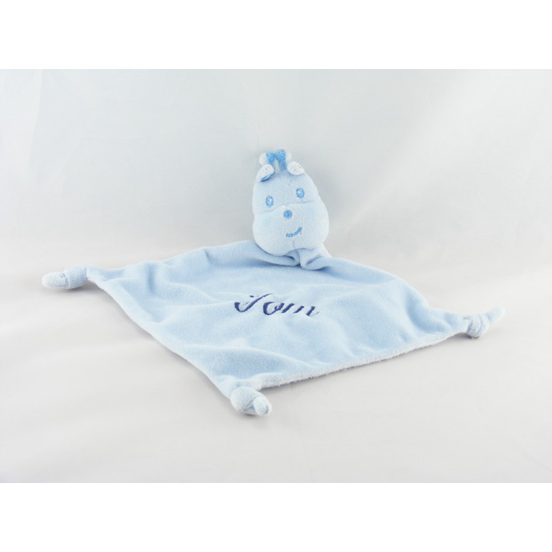 Doudou plat triangle girafe bleu VERTBAUDET