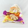 Doudou et compagnie plat ours Marcus jaune orange violet