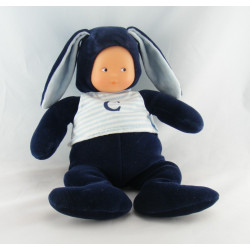 Doudou poupée bébé lapin bleu marine COROLLE