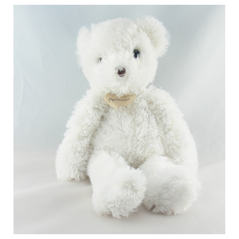 Doudou ours blanc beige hochet Mon Coeur POMMETTE