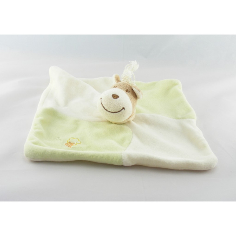 Doudou plat girafe blanc vert arbre GERCA