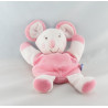 Doudou plat rond souris rose SUCRE D'ORGE