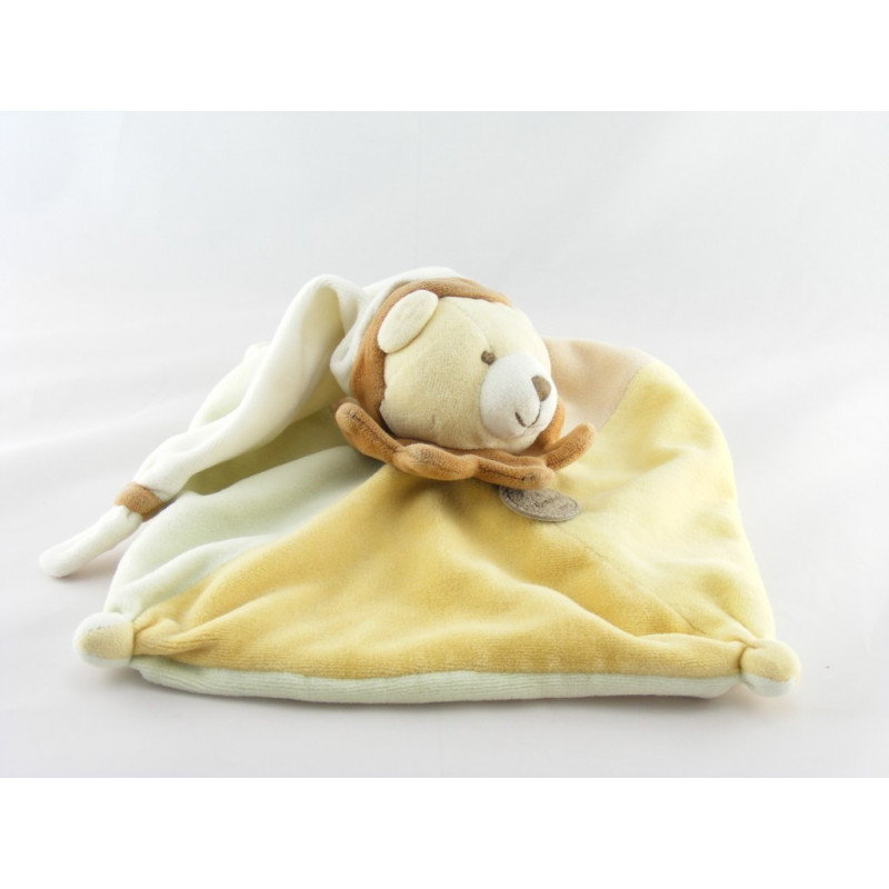 Doudou et compagnie ours plat collector blanc orange rose pétales 