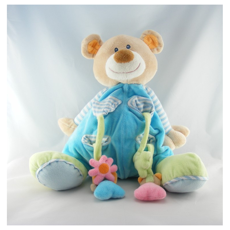 Grand Doudou ours brun pyjama bleu Noa Baby Bears NATTOU