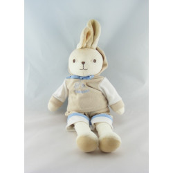 Doudou plat lapin beige marron TAKINOU