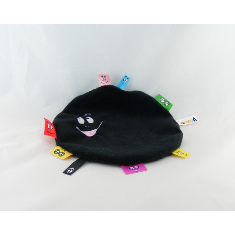 Doudou plat rond Barbapapa bleu Barbibul étiquette JEMINI