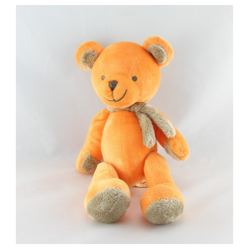 Doudou ours orange coeur bleu NICOTOY