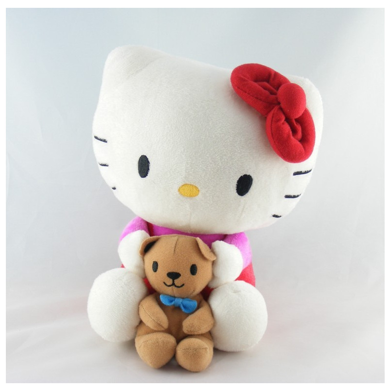 Doudou chat HELLO KITTY rose noeud orange SANRIO LICENSE 