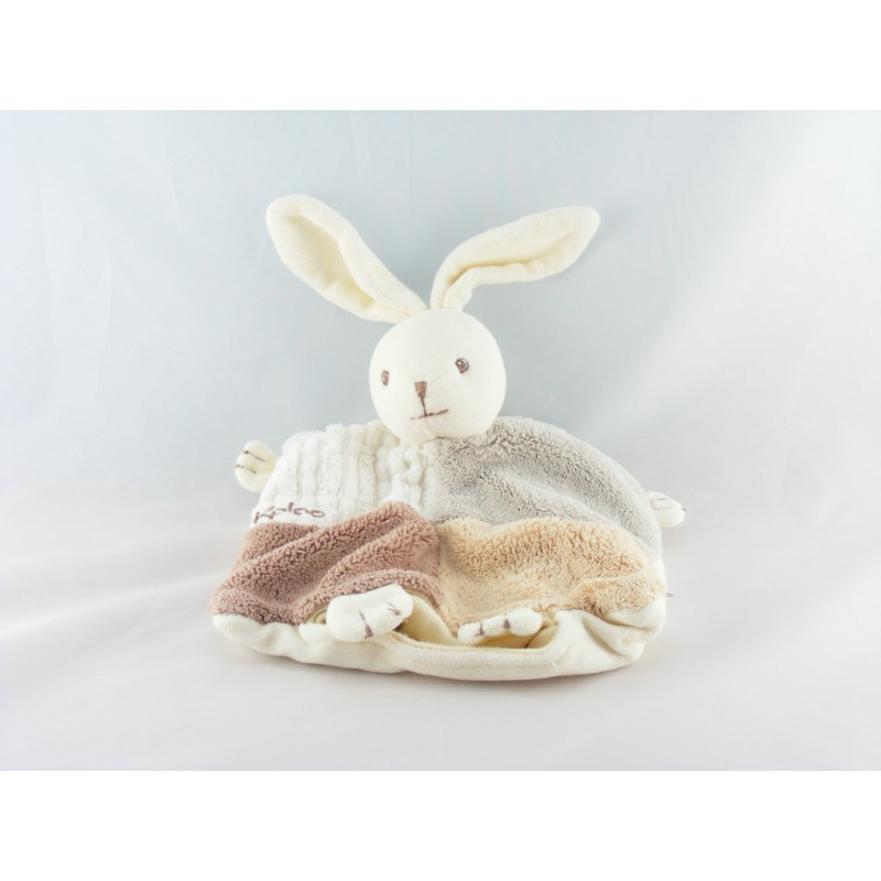 Doudou plat ours patchwork gris marron sable KALOO