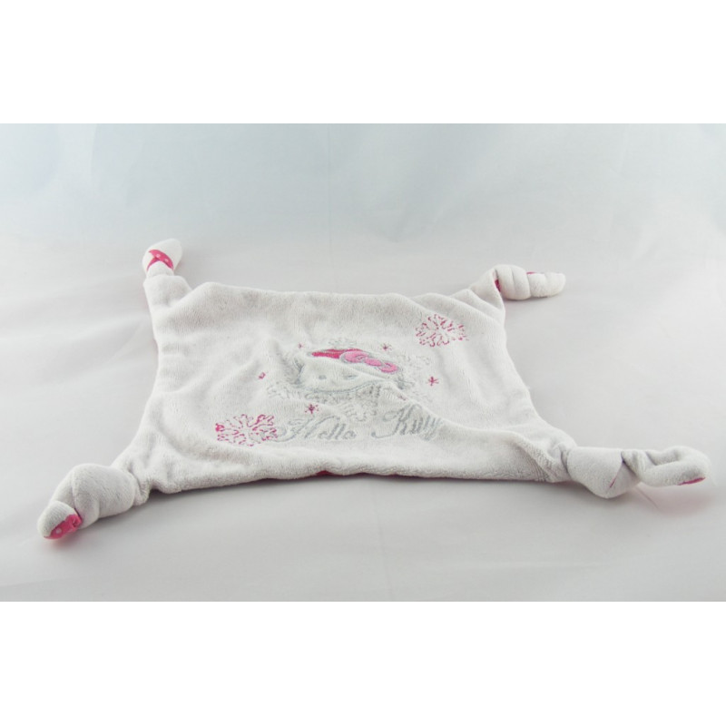 Doudou plat rose fushia pois chat HELLO KITTY noël