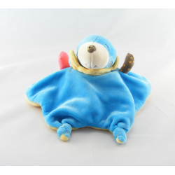 Doudou plat reversible taupe bleu insecte jaune NOUNOURS
