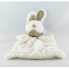 Doudou plat lapin blanc bandanas gris NICOTOY
