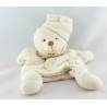 Doudou et compagnie bio ours blanc beige fleurs 14 cm