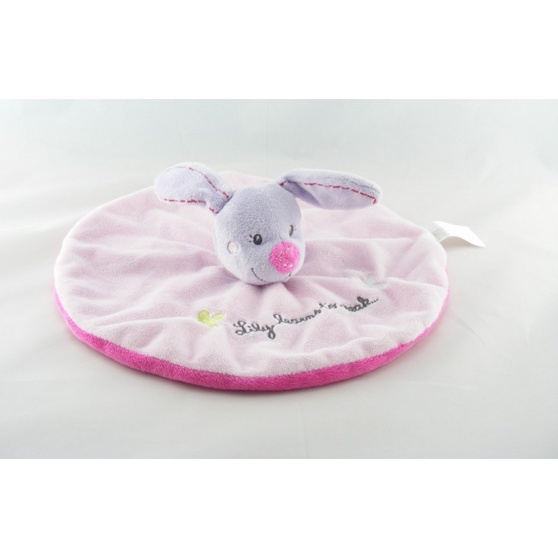 Doudou plat rond rose rouge chien loup champignon KIABI