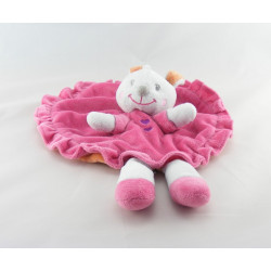 Doudou plat lapin blanc rose fushia pois coeur NICOTOY KIABI