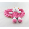 Doudou plat lapin blanc rose fushia pois coeur NICOTOY KIABI