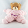 Doudou semi plat ours rose jaune NOUNOURS