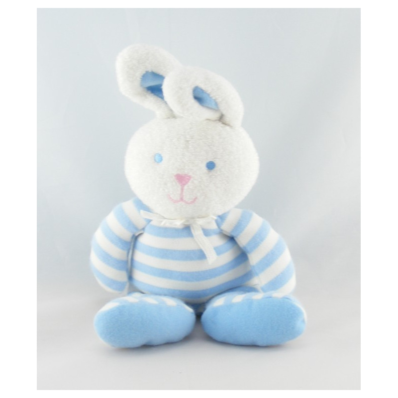 Doudou lapin pyjama bleu rayures luminou JEMINI