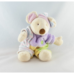 Doudou souris boule mauve vert avec bonnet CMP