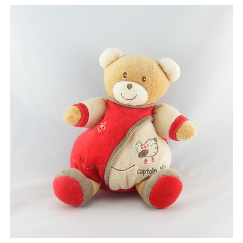 Doudou ours orange rayé bleu marine NOUNOURS