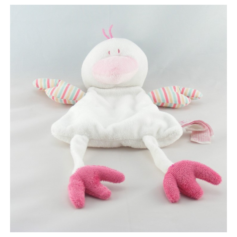 Doudou plat loup chat beige blanc éponge PREMAMAN